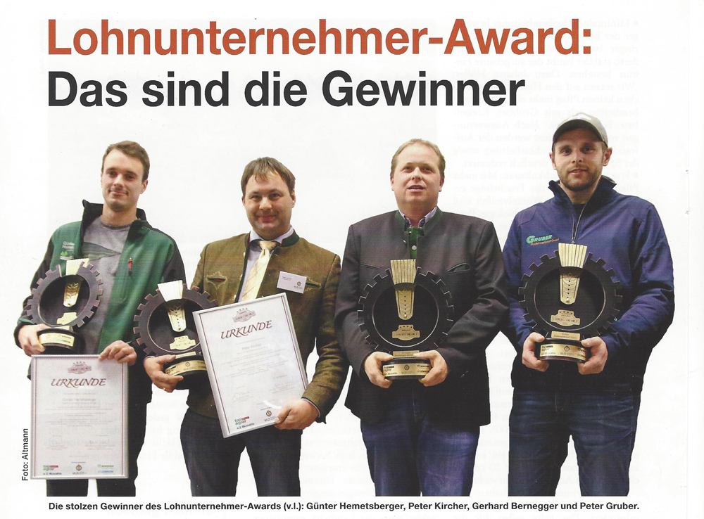 Lohnunternehmer-Award: Der Bernegger gewinnt!